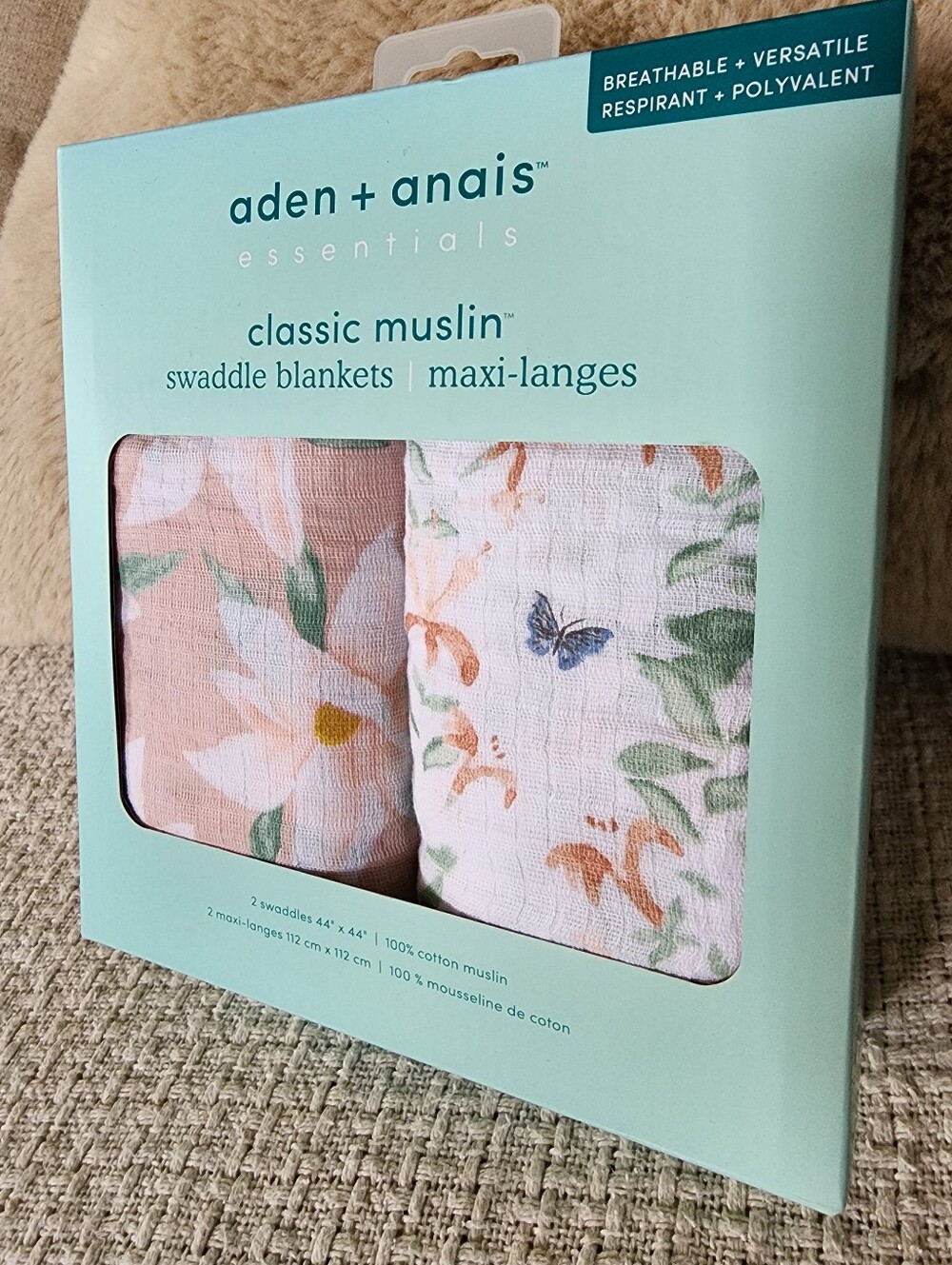 Aden + Anais Pink Floral Muslin Baby Swaddles